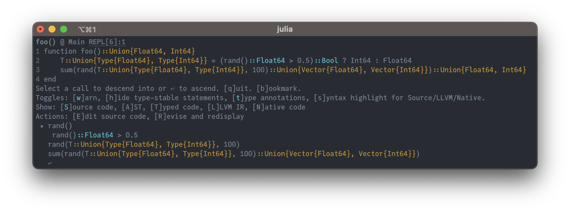 Cthulhu.jl highlighting